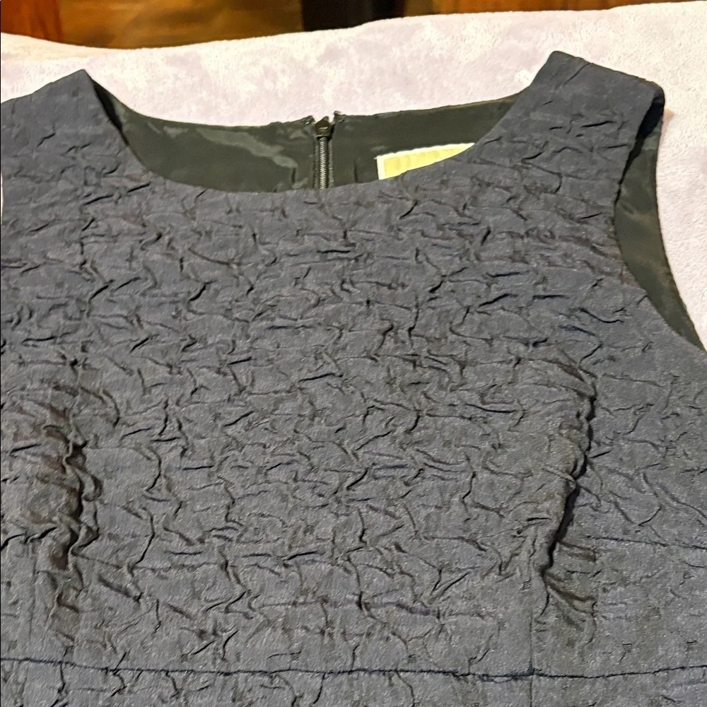 Michael Kors Crinkle Textured Sheath Dress Size 14 Navy Sleeveless Office Work